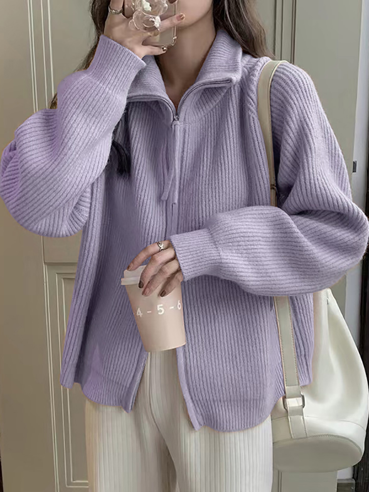 Wool Coat Peacoat - เสื้อคาร์ดิแกนแฟชั่นผู้หญิงฤดูใบไม้ร่วง-ฤดูหนาว 2026 เสื้อสเวตเตอร์คาร์ดิแกนแบบมีซิปสำหรับผู้หญิง เสื้อแจ็คเก็ต เสื้อโค้ทถัก เสื้อคลุมถัก