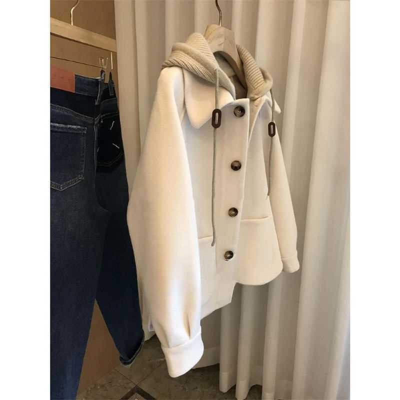 ผู้หญิงHoodedเสื้อขนสัตว์2025ฤ - Wool Coat Peacoat บทวิจารณ์และราคา