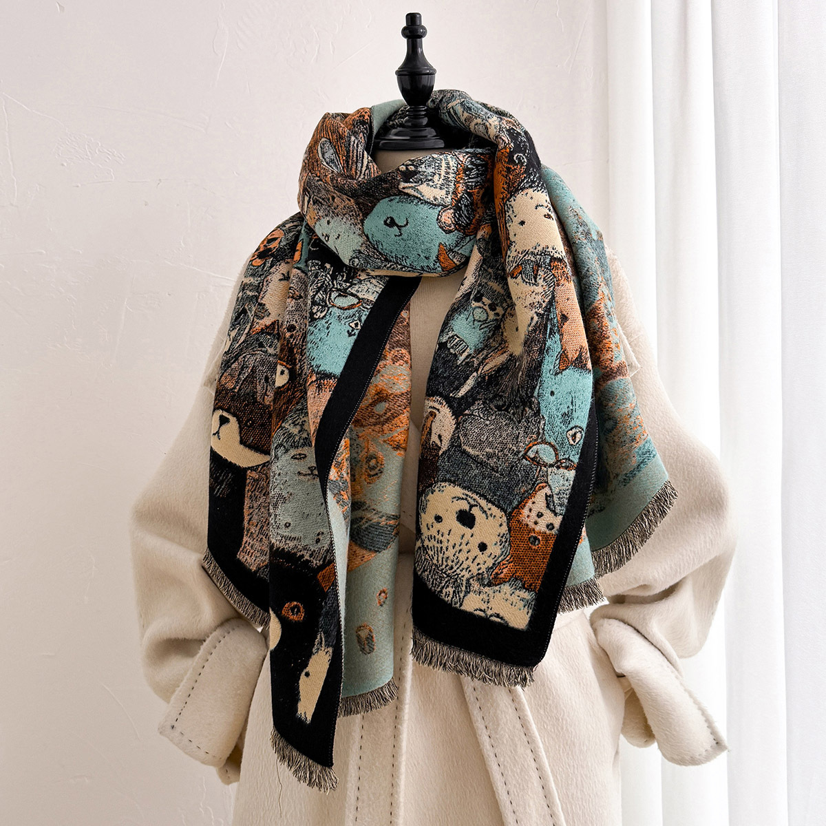 ผ้าพันคอแคชเมียร์เทียมสำหรับผู - Shawl Wrap Winter บทวิจารณ์และราคา