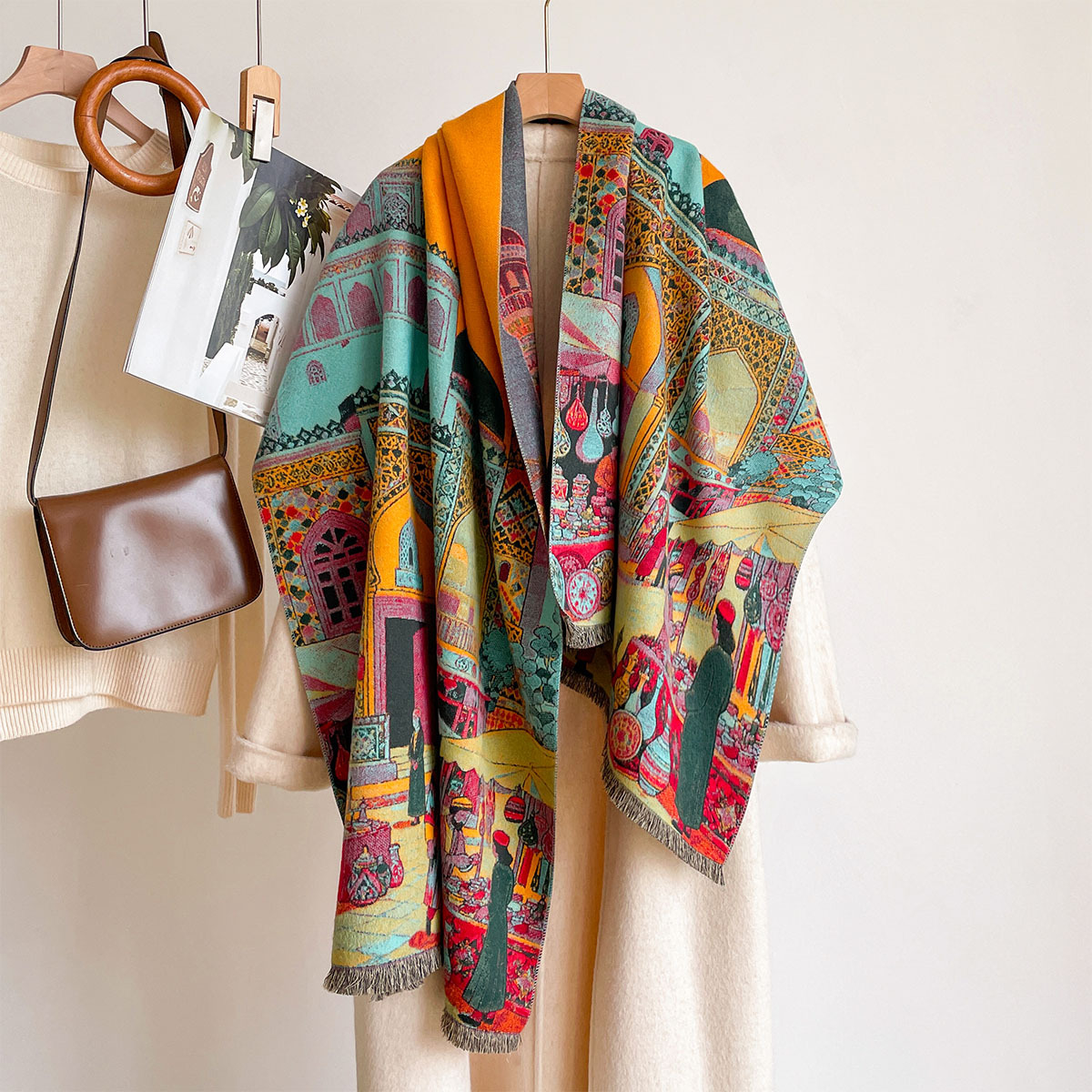 ผ้าพันคอแคชเมียร์เทียมสำหรับผู - Shawl Wrap Winter บทวิจารณ์และราคา